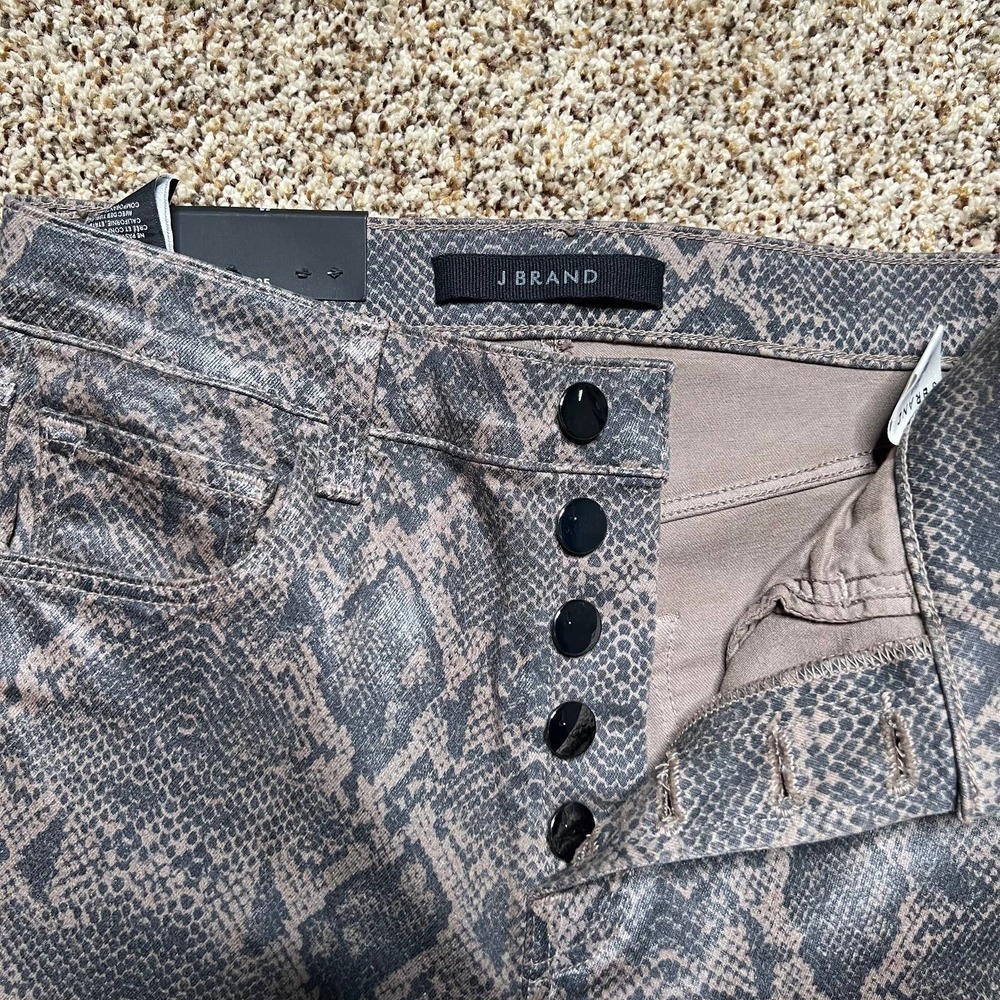 NWT J. Brand Hi Rise Crop Skinny Jeans Snake Print Brown Black Womens Size 25x26 - Picture 5 of 12